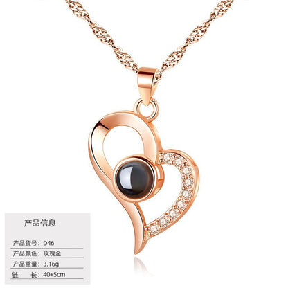 S925 Silver Love Projection Necklace Memory Necklace for Women