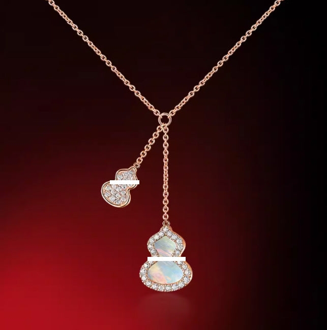 New Hulu Necklace Women's Red Agate White Beimu 925 Silver Ferry 18k Rose Gold Diamond Pendant Flat Ankle chain