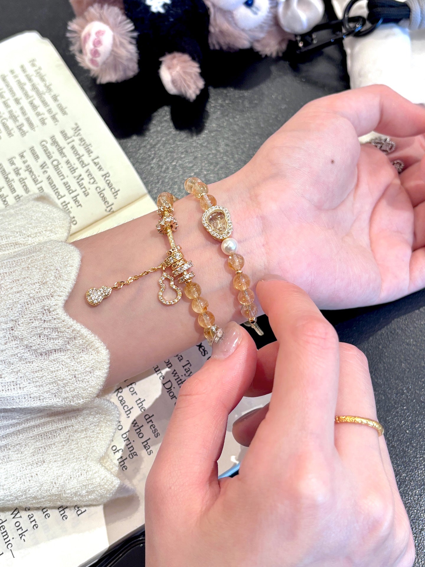Gilded Years Natural Yellow Crystal Gourd Bracelet Hand Chain Accessories