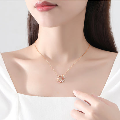 S925 Silver New Product Natural Powder Mother Shell Flower Spirit Butterfly Dream Necklace Clavicular Chain Women's Jewelry