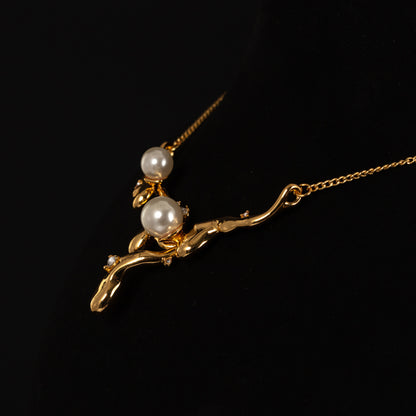 European and American style AB lava droplet pearl necklace with fashionable temperament accessories.