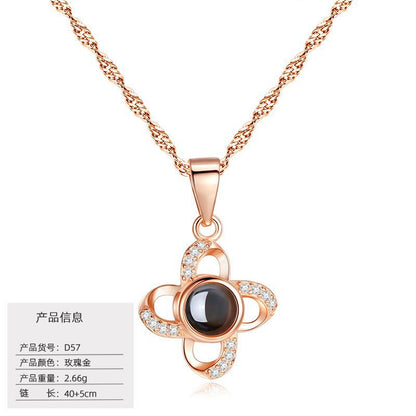 S925 Silver Love Projection Necklace Memory Necklace for Women