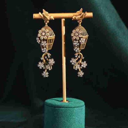 earrings  Three-dimensional hollow craft wind chime birdcage earrings literary retro earrings