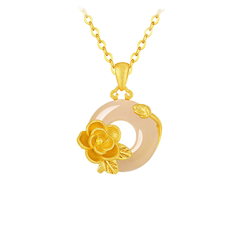 S925 sterling silver twelve flower god necklace, white jade marrow safety buckle pendant, versatile collarbone chain要