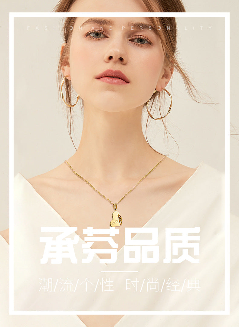 Valentine's Day Love Accessories LOVE Simple Stainless Steel Pendant 18 Gold Titanium Steel Necklace