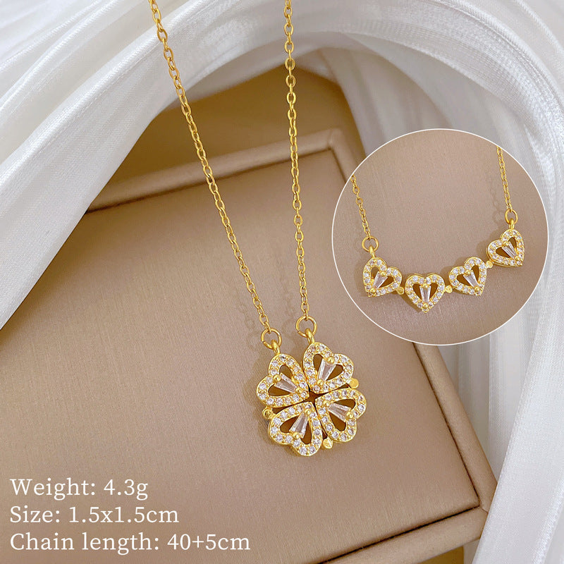 【 Titanium Steel 】 Women's new necklace with two collarbone chains