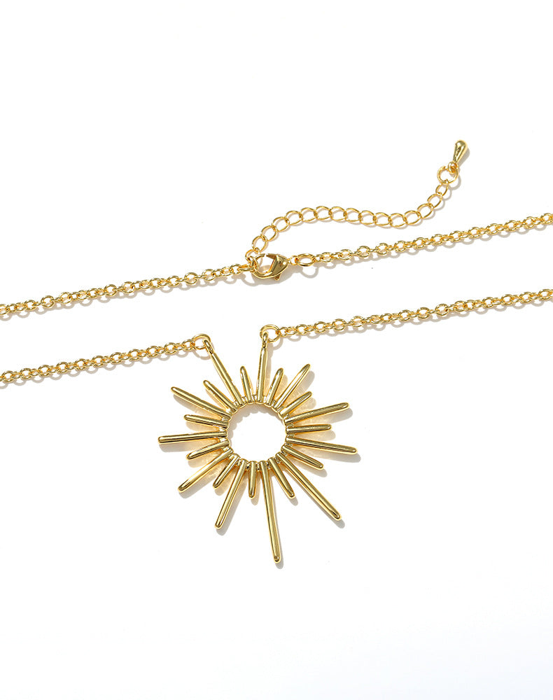 necklace  Vintage style exaggerated metal geometric pendant necklace