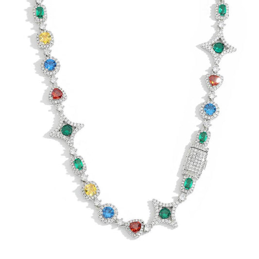 Popular hip-hop colorful gem necklace for women jewelry collarbone chain