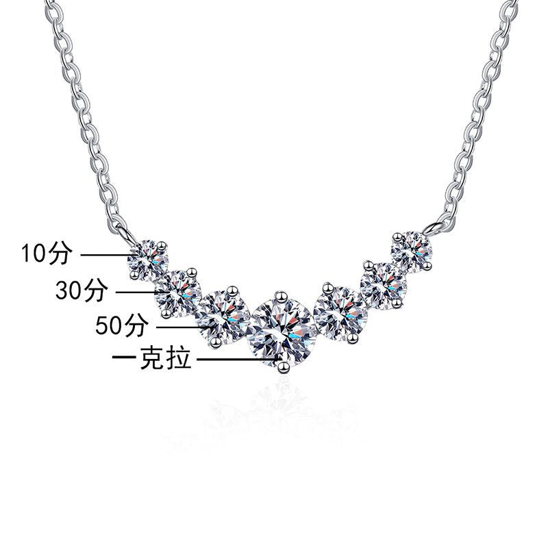 S925 pure silver pendant plated with pt950 minimalist style 1.7 carat D-color moissanite necklace