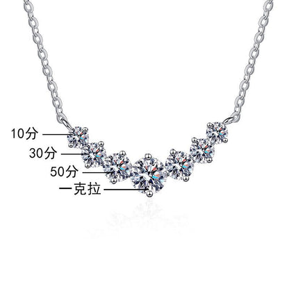 S925 pure silver pendant plated with pt950 minimalist style 1.7 carat D-color moissanite necklace