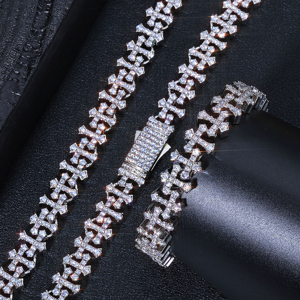 Hip hop cross zircon bracelet, personalized and simple snowflake chain