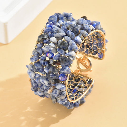 bracelet  Wholesale is available starting from 20 pieces.Natural turquoise pure hand-woven copper mesh retractable adjustable size pure copper frame large bracelet