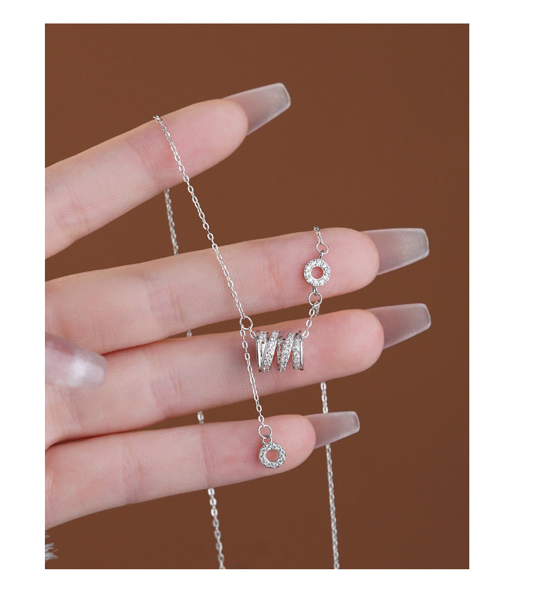 S999 silver studded diamond necklace, new high-end pendant, sweater chain, silver necklace