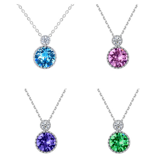 Classic Ocean Heart Necklace Women's Jewelry S925 Silver Crystal Pendant Clavicle Chain