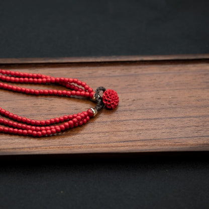 necklace  Chinese style red auspicious flower necklace