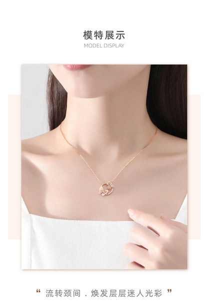 S925 Silver New Product Natural Powder Mother Shell Flower Spirit Butterfly Dream Necklace Clavicular Chain Women's Jewelry