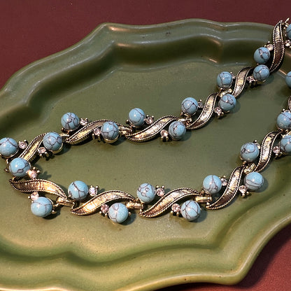 Turquoise retro jewelry set necklace earrings
