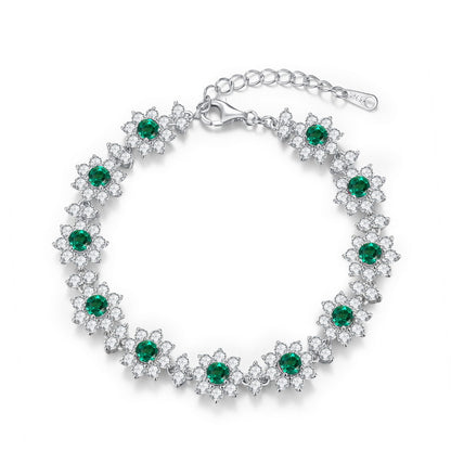 S925 pure silver full diamond cultivated emerald versatile women's bracelet trendy and versatile