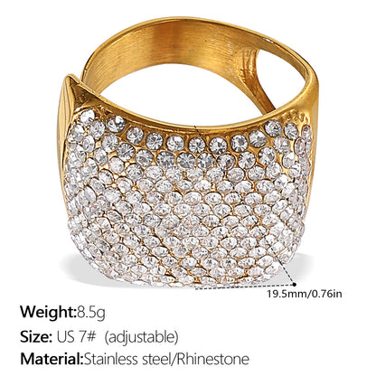European and American Instagram influencer's multi-layer ring plated with 18K gold and inlaid with rhinestones, the ring will not fade