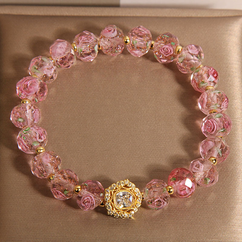 New Chinese style amethyst bracelet with versatile temperament, rose glass bracelet, bracelet
