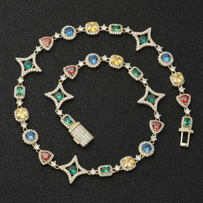Popular hip-hop colorful gem necklace for women jewelry collarbone chain