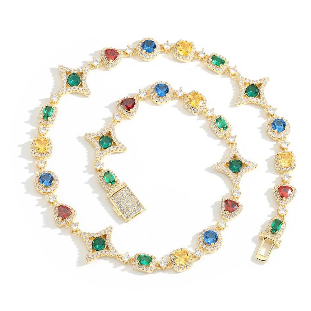 Popular hip-hop colorful gem necklace for women jewelry collarbone chain