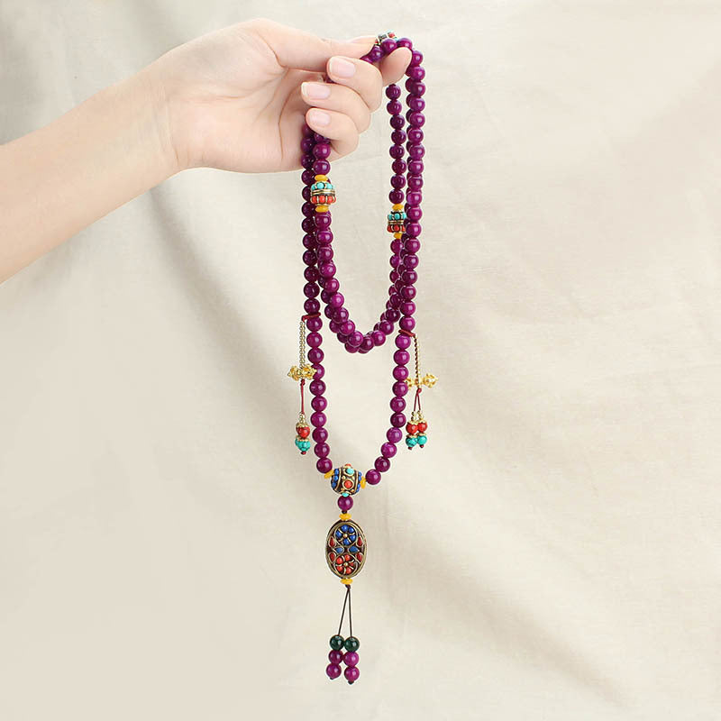 necklace  Long jade necklace for women Nepalese tassel crossbody chain ethnic style