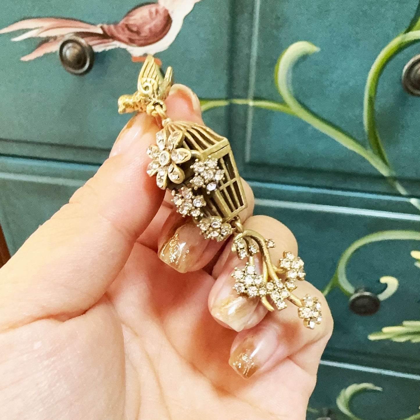 earrings  Three-dimensional hollow craft wind chime birdcage earrings literary retro earrings