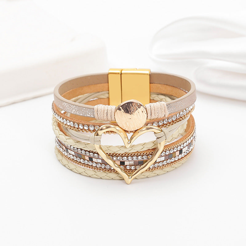 Hot selling Bohemian multi-layer leather bracelet hand woven women's bracelet