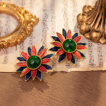 earrings  Alloy Multicolor Flower High Luxury Medieval Style Earrings Palace  Wholesale is available starting from 3 pieces.