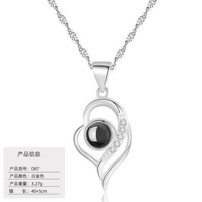 S925 Silver Love Projection Necklace Memory Necklace for Women