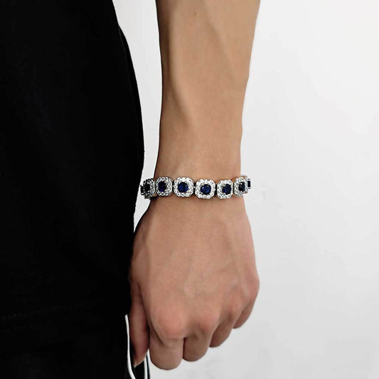 European and American trendy brand colored zircon bracelet 12mm flip button rock sugar chain hip-hop men's bracelet accessory