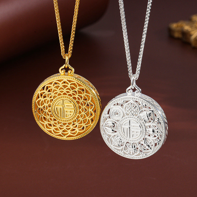 S925 sterling silver # retro eight treasure compass necklace # women's necklace # sweater chain