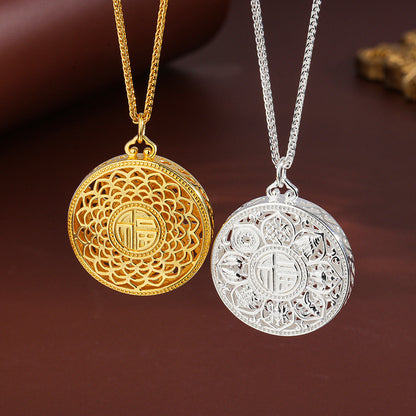 S925 sterling silver # retro eight treasure compass necklace # women's necklace # sweater chain