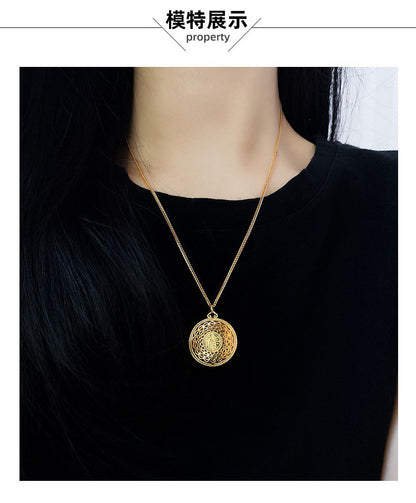 S925 sterling silver # retro eight treasure compass necklace # women's necklace # sweater chain