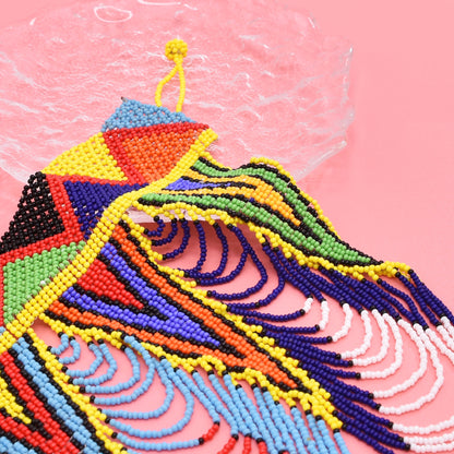 Amazon hot selling multi-layer rice bead necklace Bohemian colorful beaded shawl ethnic style exaggerated necklace wholesale