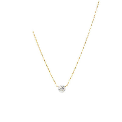 Agete simple round claw free diamond necklace 925 sterling silver gold-plated 10/20/30 layered collarbone chain