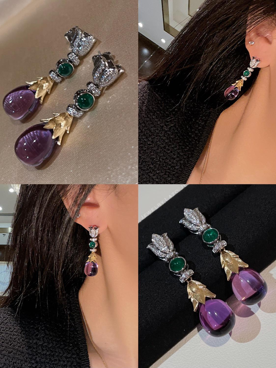 Purple is very charming, with high beauty value. Purple earrings are light and luxurious, versatile earrings.