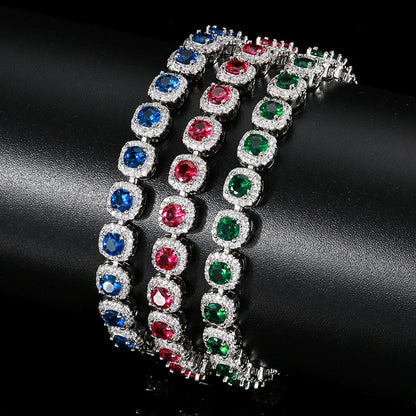 Jewelry European and American Retro Simulation Corundum Full Diamond Bracelet Handmade Main Stone 4mm