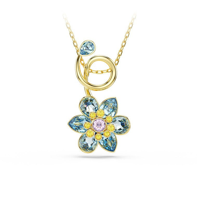 Flower crystal necklace Swarovski candy butterfly collarbone chain pendant