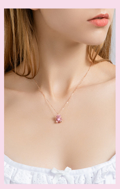 necklace  Bear necklace s925 silver collarbone chain with constant temperature and color change