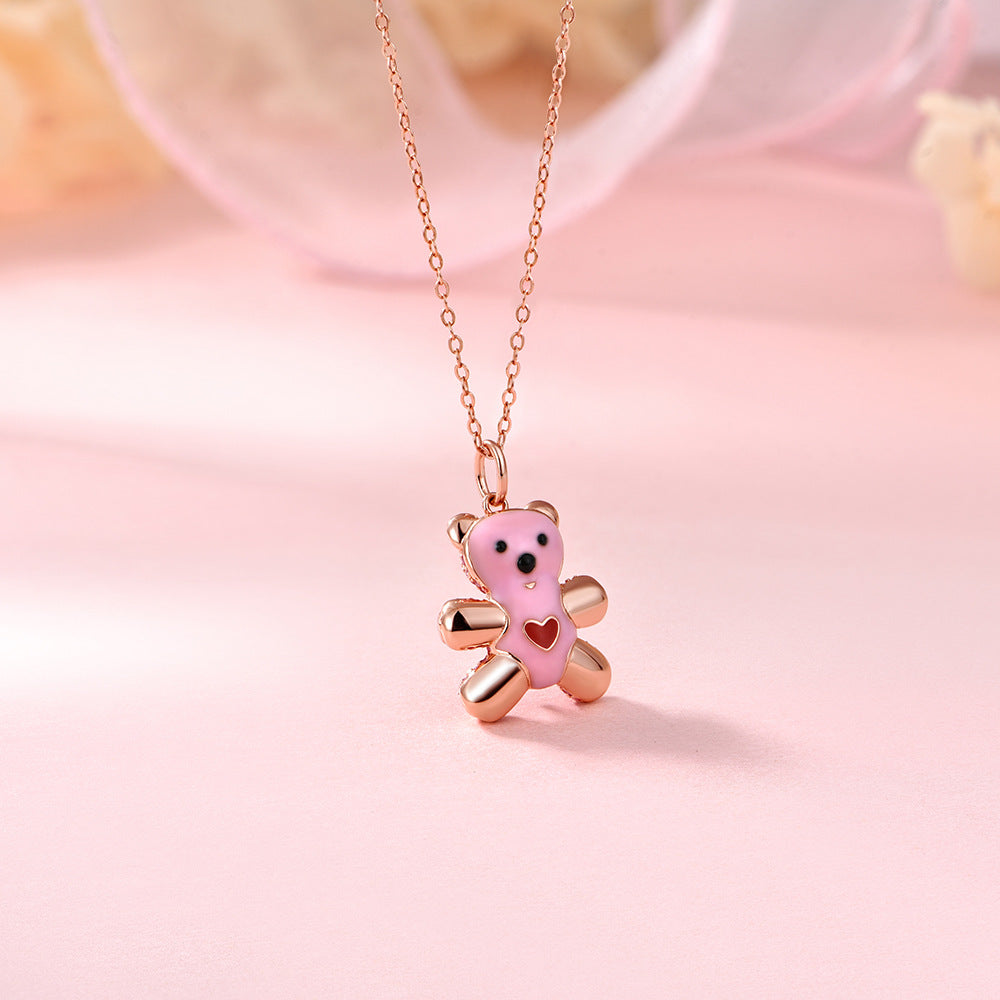 necklace  Bear necklace s925 silver collarbone chain with constant temperature and color change