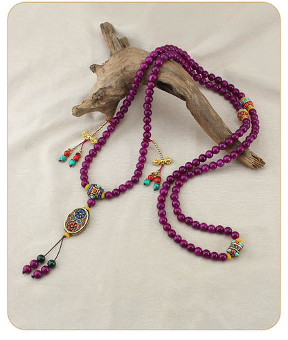 necklace  Long jade necklace for women Nepalese tassel crossbody chain ethnic style