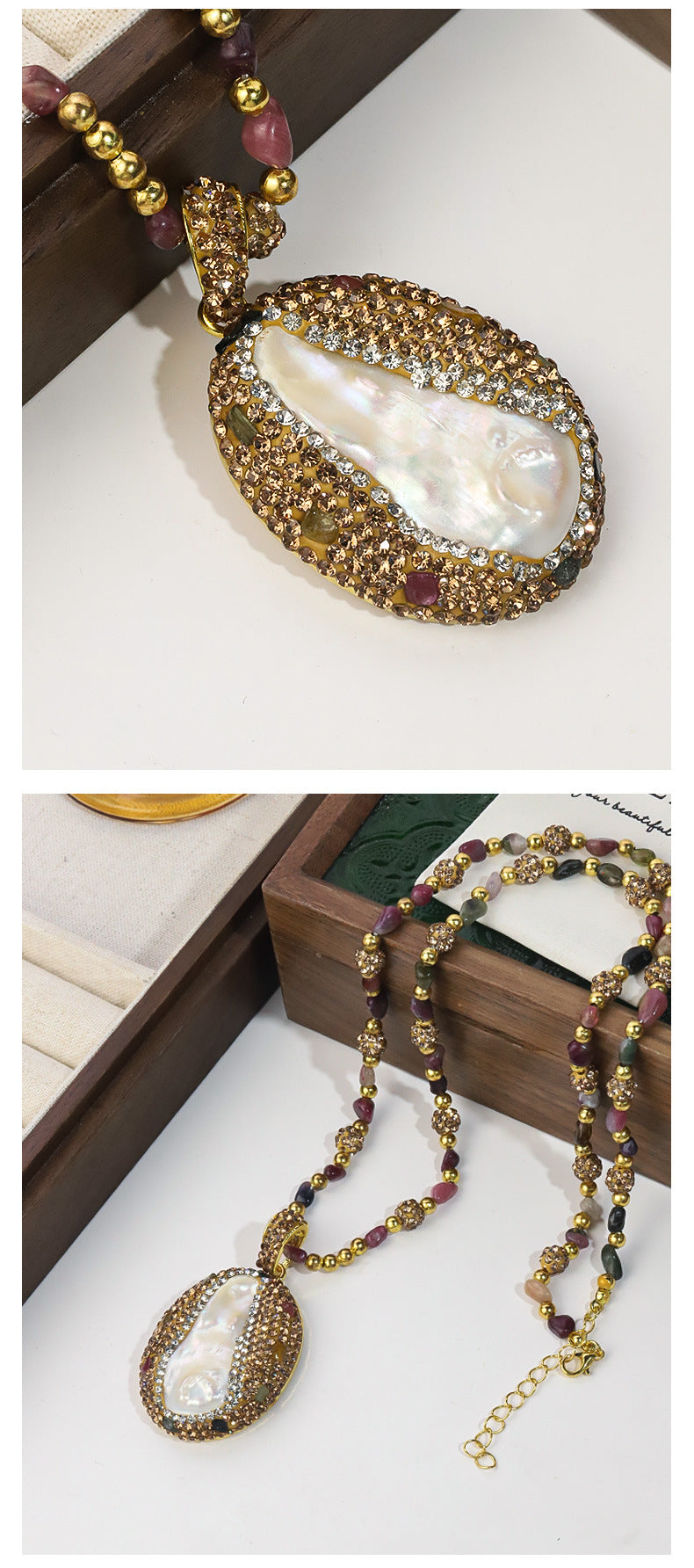 necklace  Natural purple ore crystal tourmaline necklace women's model