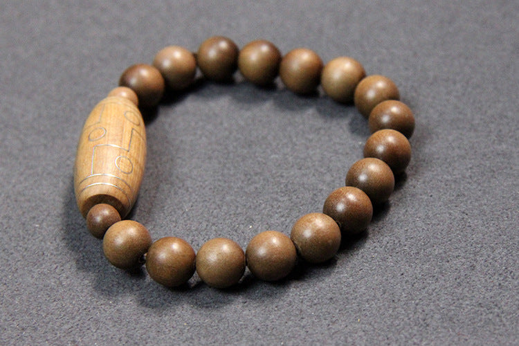 Bracelet  Laoshan sandalwood inlaid with silver nine-eye jujube-shaped bracelet inlaid with national style peace bracelet