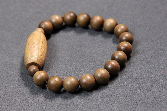 Bracelet  Laoshan sandalwood inlaid with silver nine-eye jujube-shaped bracelet inlaid with national style peace bracelet