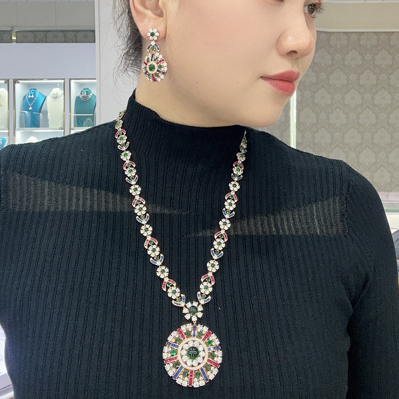 Colorful compass earrings gold-plated heavy industry fashionable and high-end evening earrings