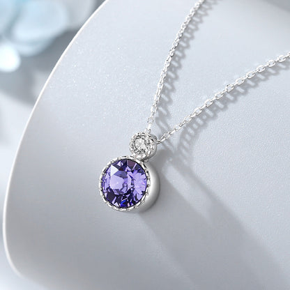 Classic Ocean Heart Necklace Women's Jewelry S925 Silver Crystal Pendant Clavicle Chain