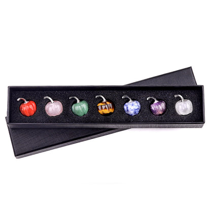 7-pack 30mm mini pumpkin half gemstone head, grateful for Halloween creative decoration