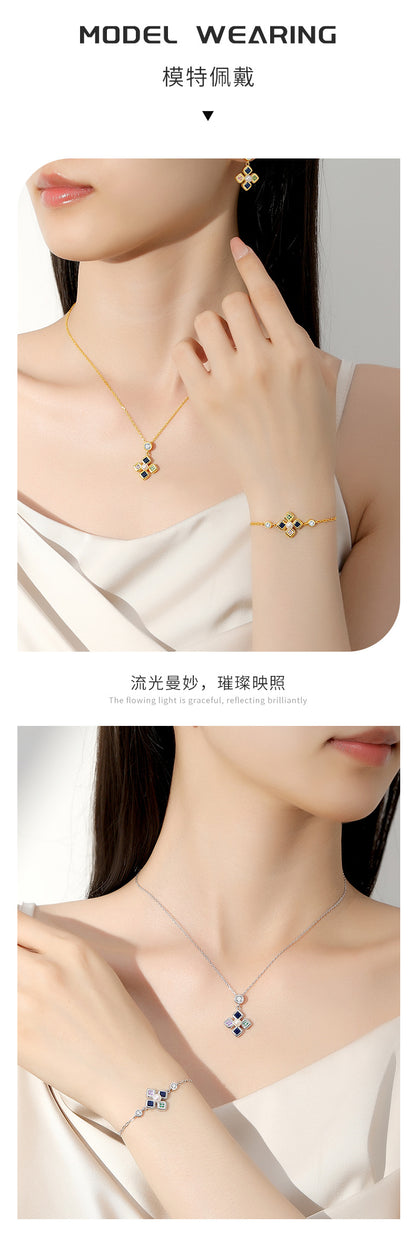 Natural freshwater pearl bracelet for women S925 pure silver lucky clover bracelet, niche high-end zircon bracelet